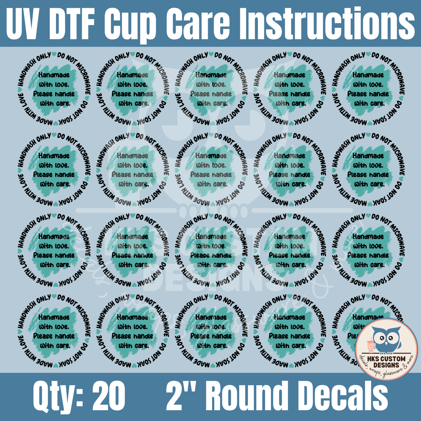 Teal 2" Cup Care Instructions | Element Sheet