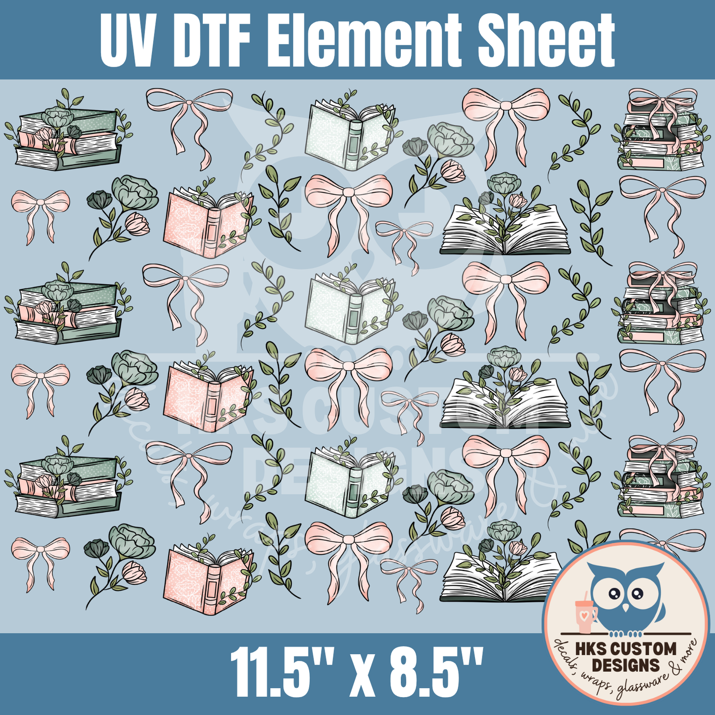 Pink and Green Book Floral | Element Sheet