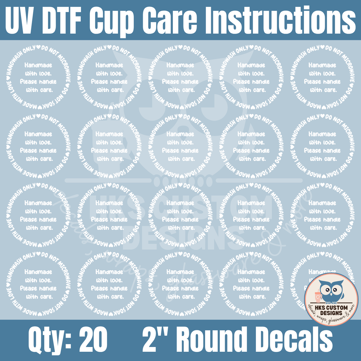 White 2" Cup Care Instructions | Element Sheet