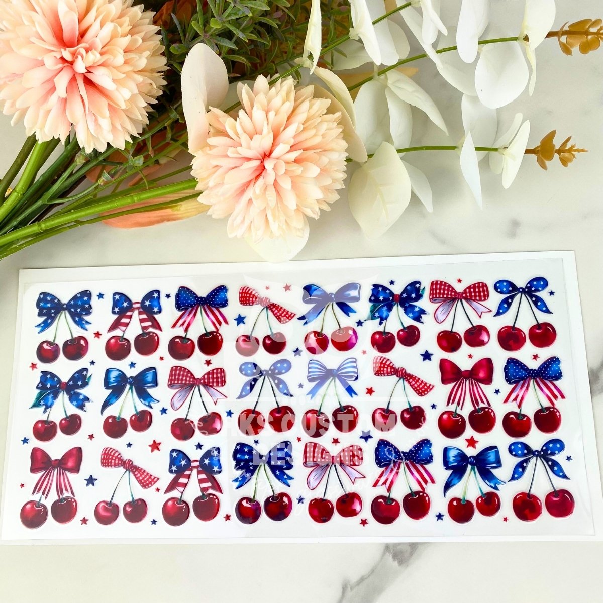 Red White and Blue Bows2 | 16 oz UV DTF Wrap
