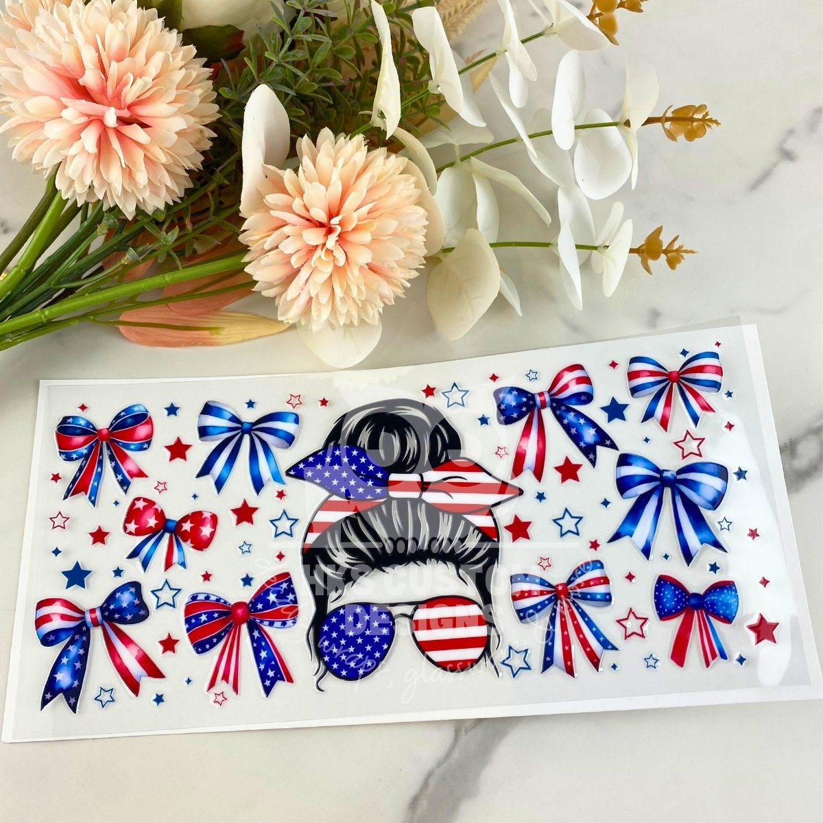 USA Messy Bun | 16 oz UV DTF Wrap