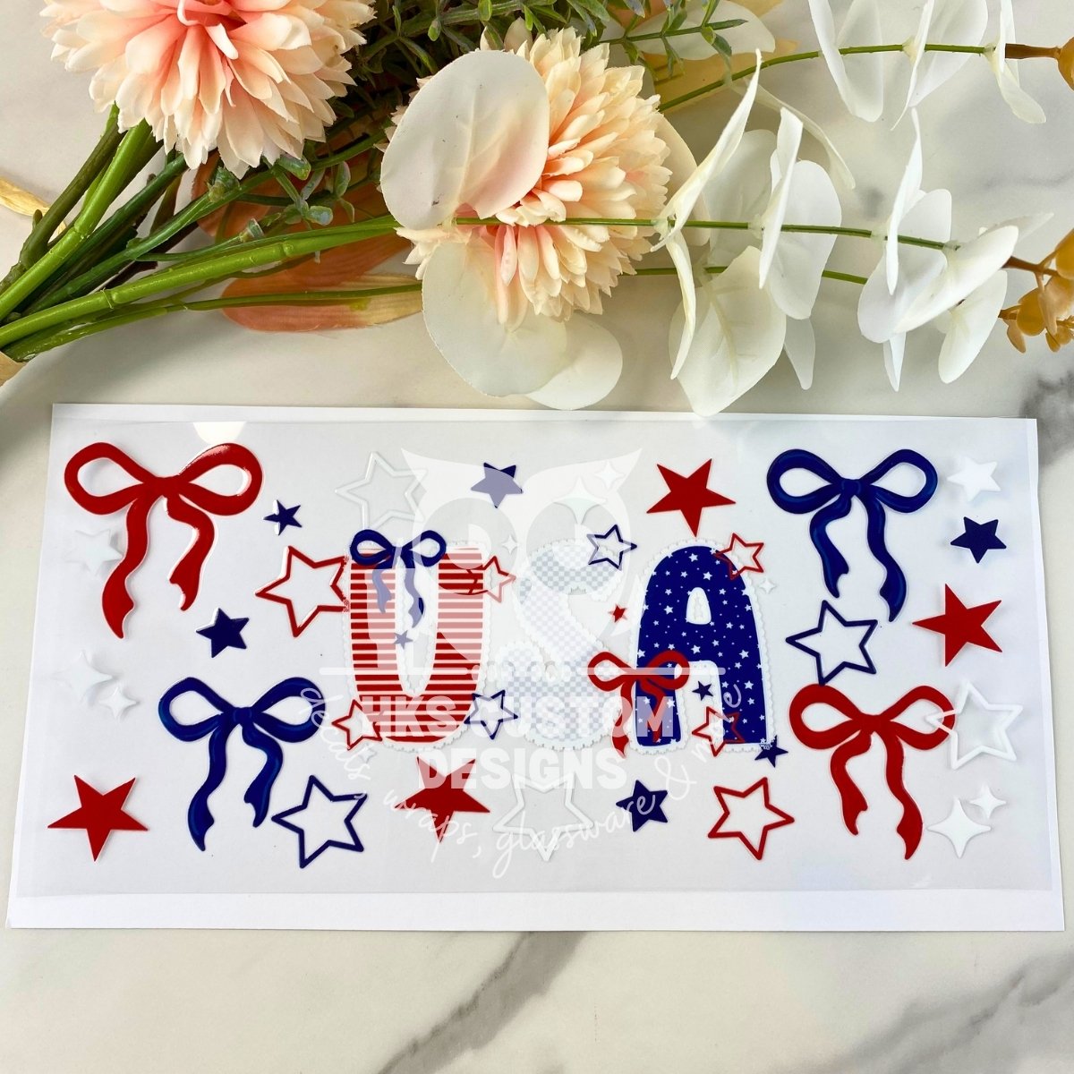 USA Bows and Stars | 16 oz UV DTF Wrap