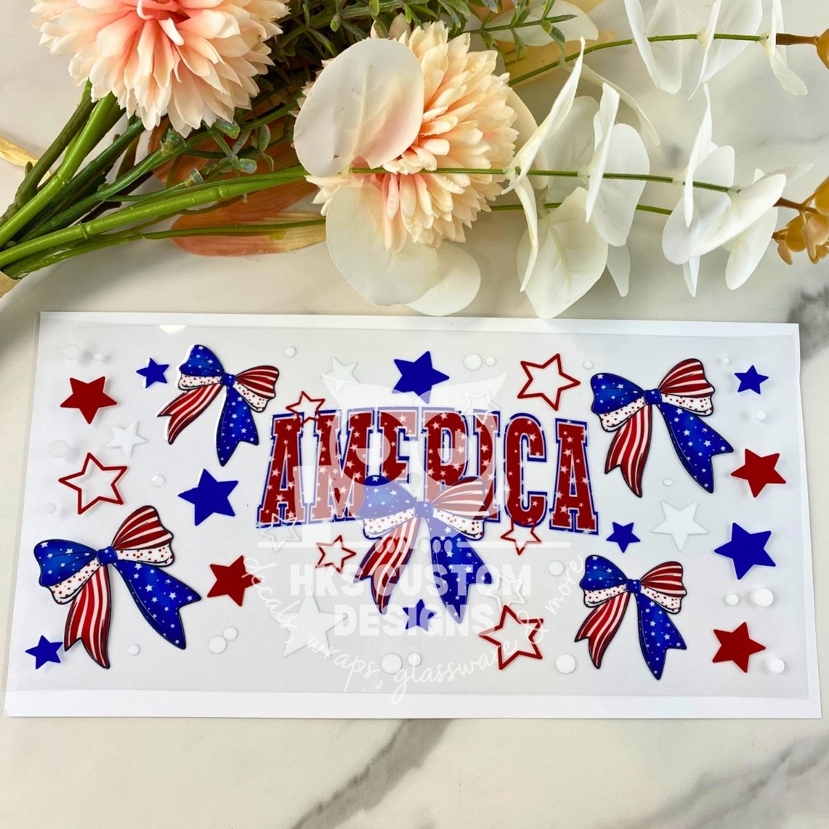 America Bows and Stars | 16 oz UV DTF Wrap