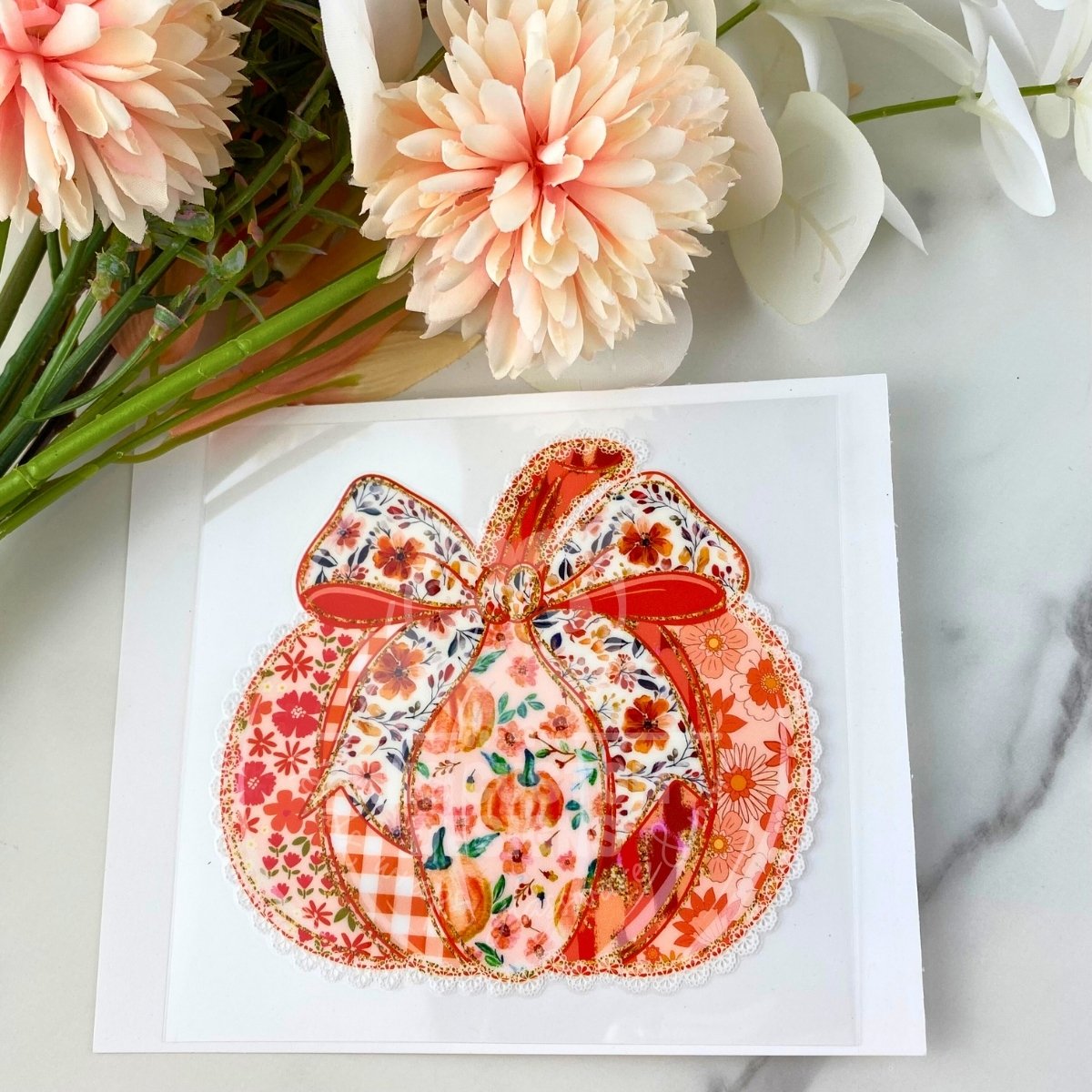 Lace Patchwork Pumpkin | 4" UV DTF Decal