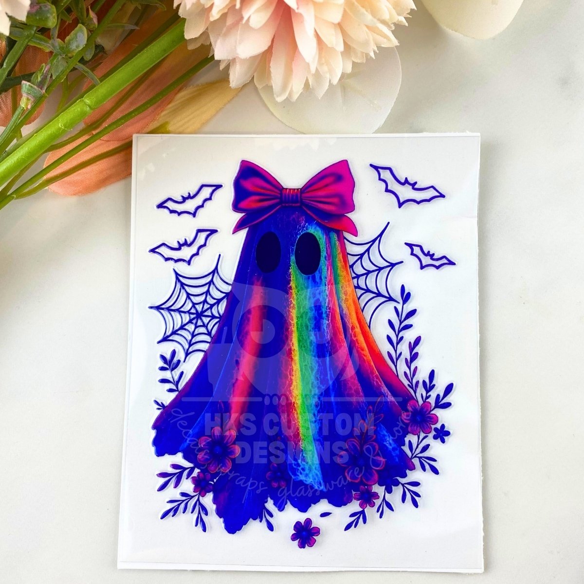 Neon Blue Ghost | 4" UV DTF Decal