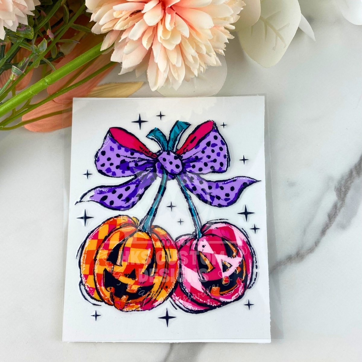 Cherry Checkered Pumpkins | 4" UV DTF Decal