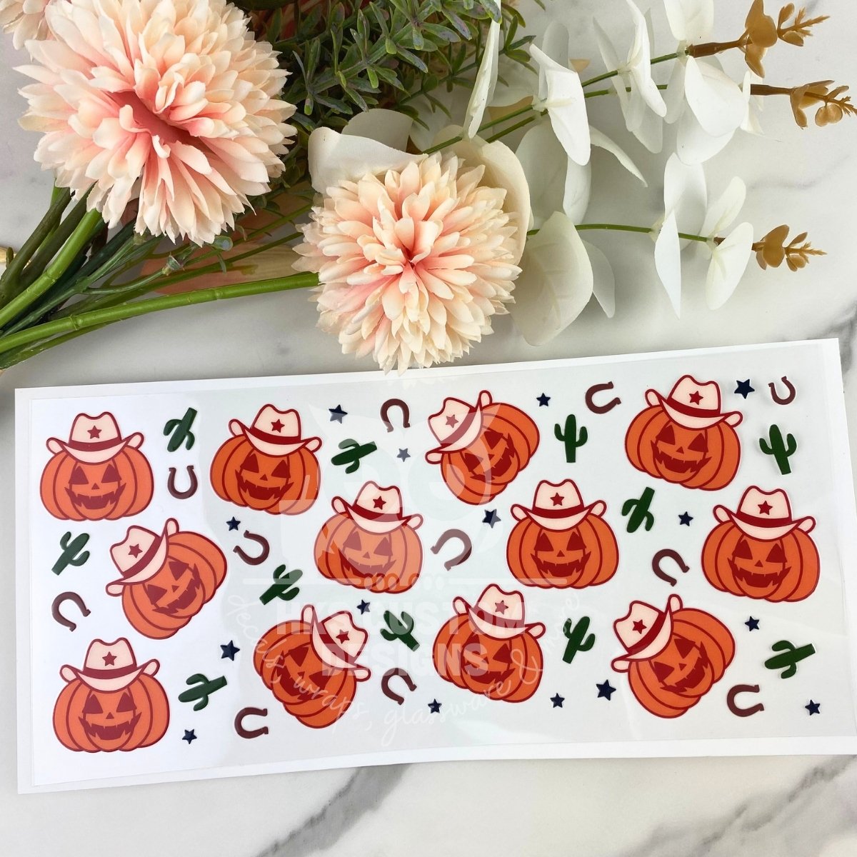 Western Pumpkin | 16 oz UV DTF Wrap
