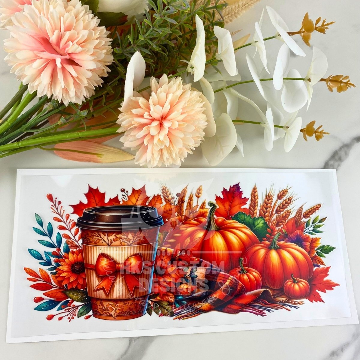 Coffee and Pumpkins | 16 oz UV DTF Wrap