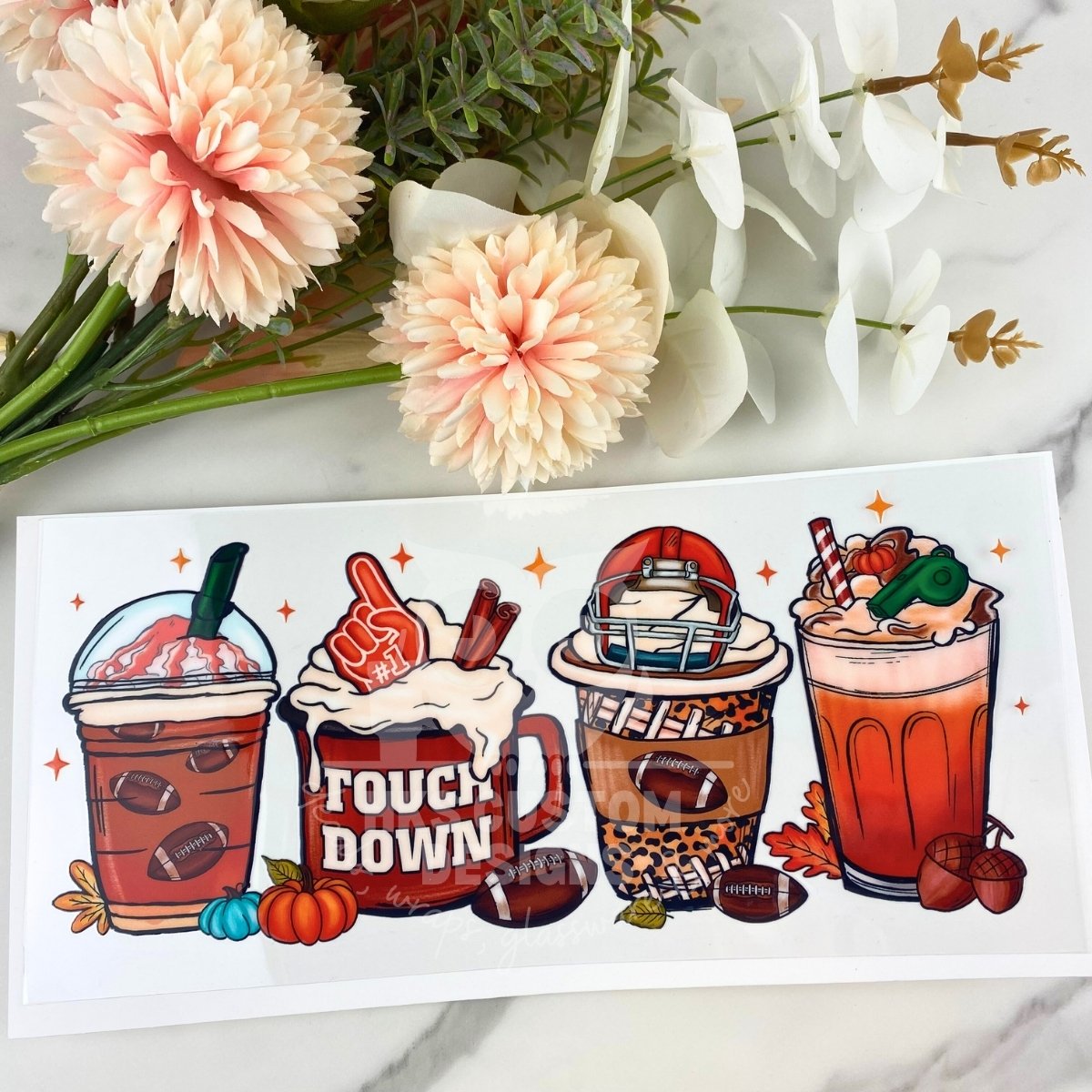 Football Coffee Cup | 16 oz UV DTF Wrap