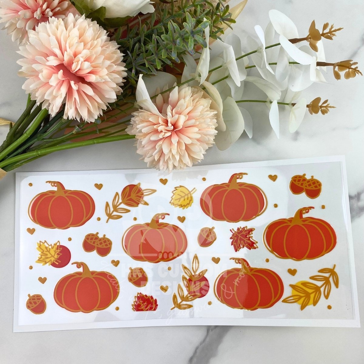 Orange & Gold Pumpkins | 16 oz UV DTF Wrap