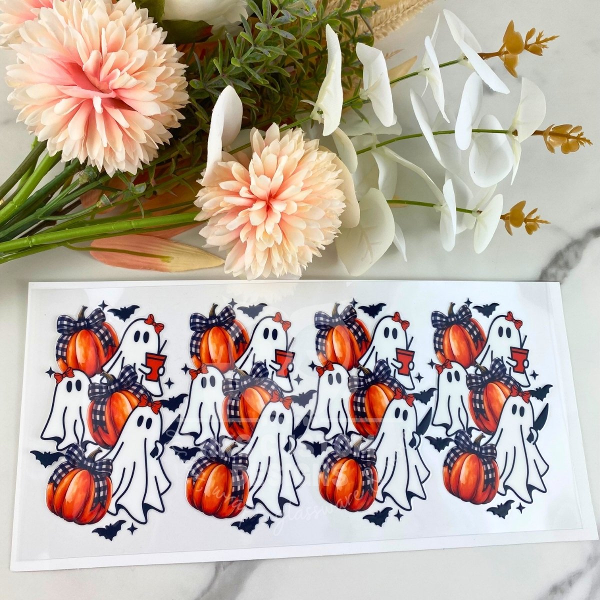 Pumpkin Ghost | 16 oz UV DTF Wrap