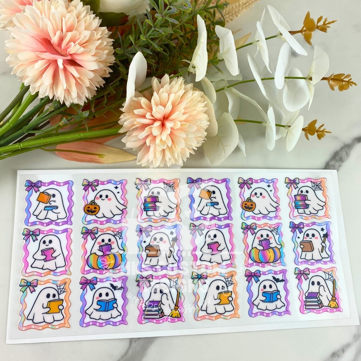 Stamp Reading Ghosts | 16 oz UV DTF Wrap