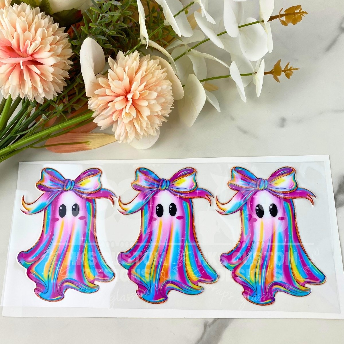 Three Neon Ghosts | 16 oz UV DTF Wrap
