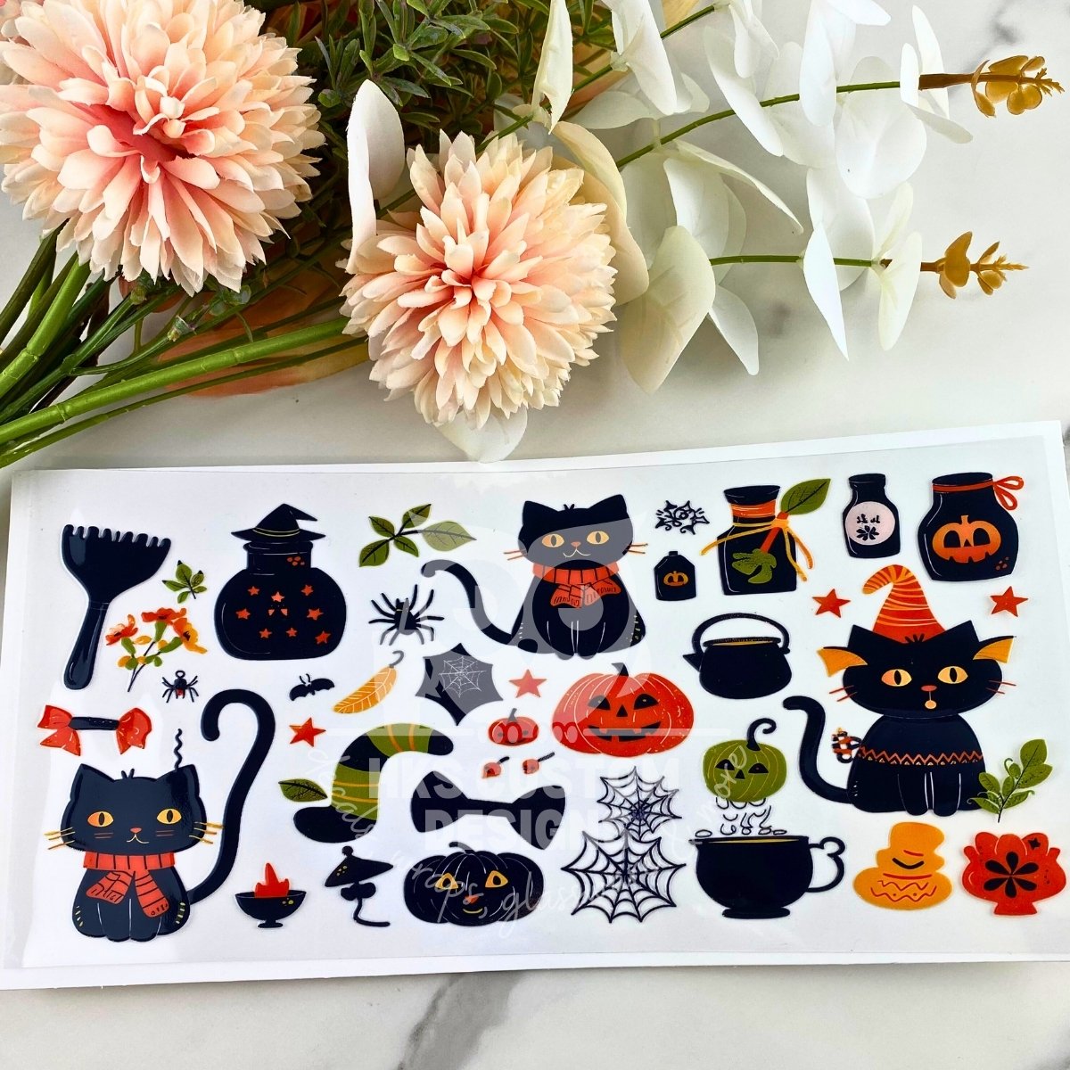 Black Cats Halloween | 16 oz UV DTF Wrap