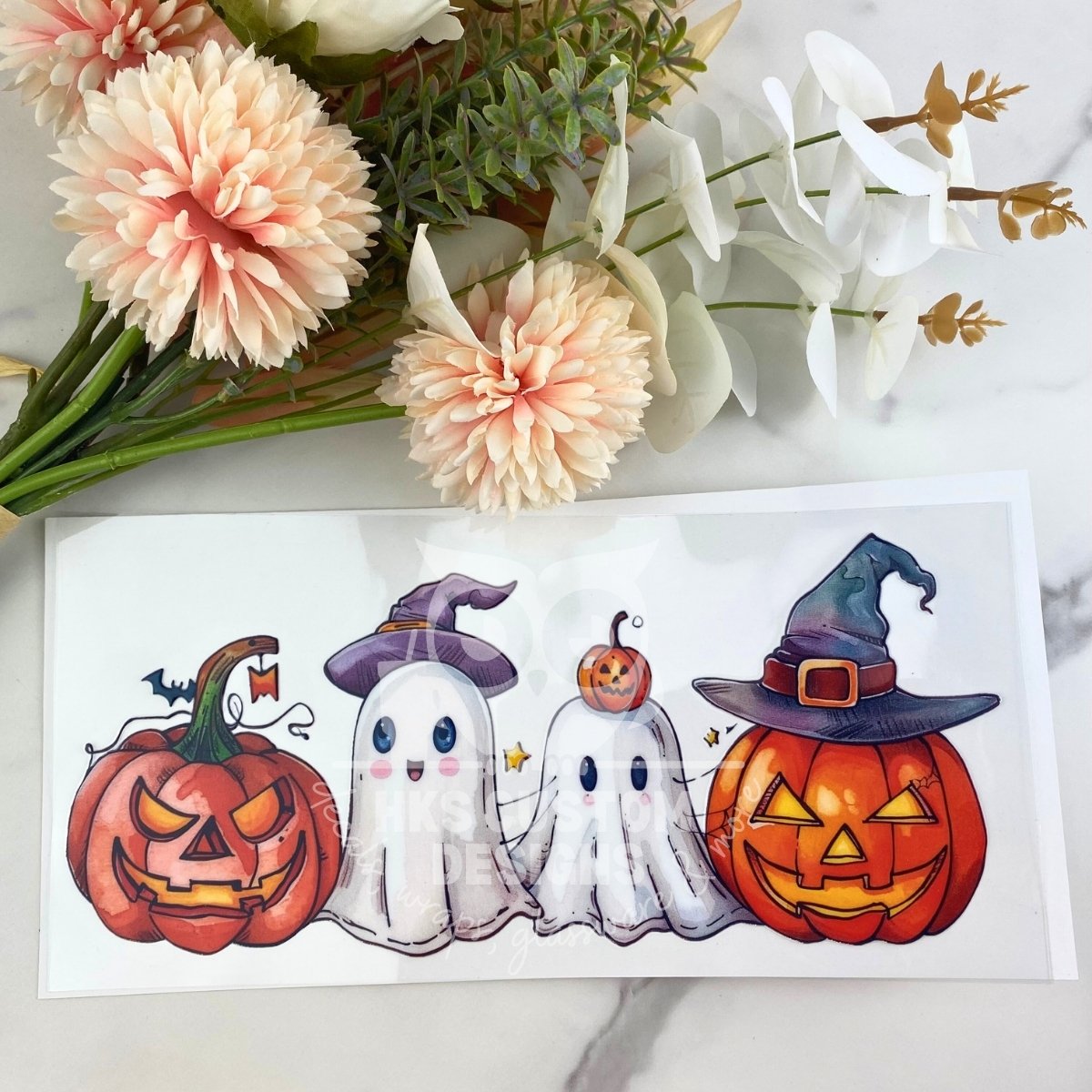 2 Ghosts 2 Pumpkins | 16 oz UV DTF Wrap