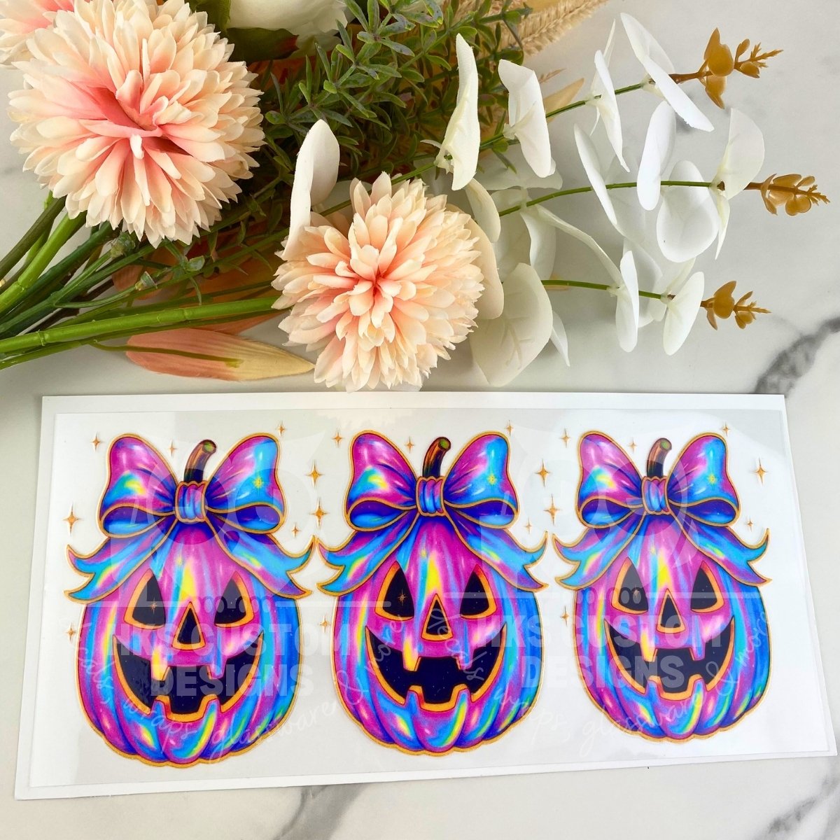 Iridescent Pumpkins | 16 oz UV DTF Wrap