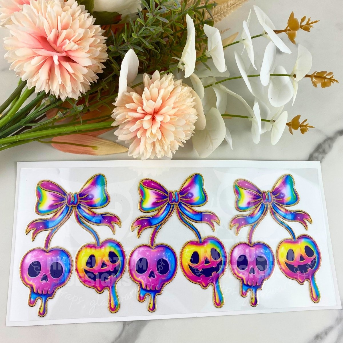 Iridescent Halloween Cherries | 16 oz UV DTF Wrap
