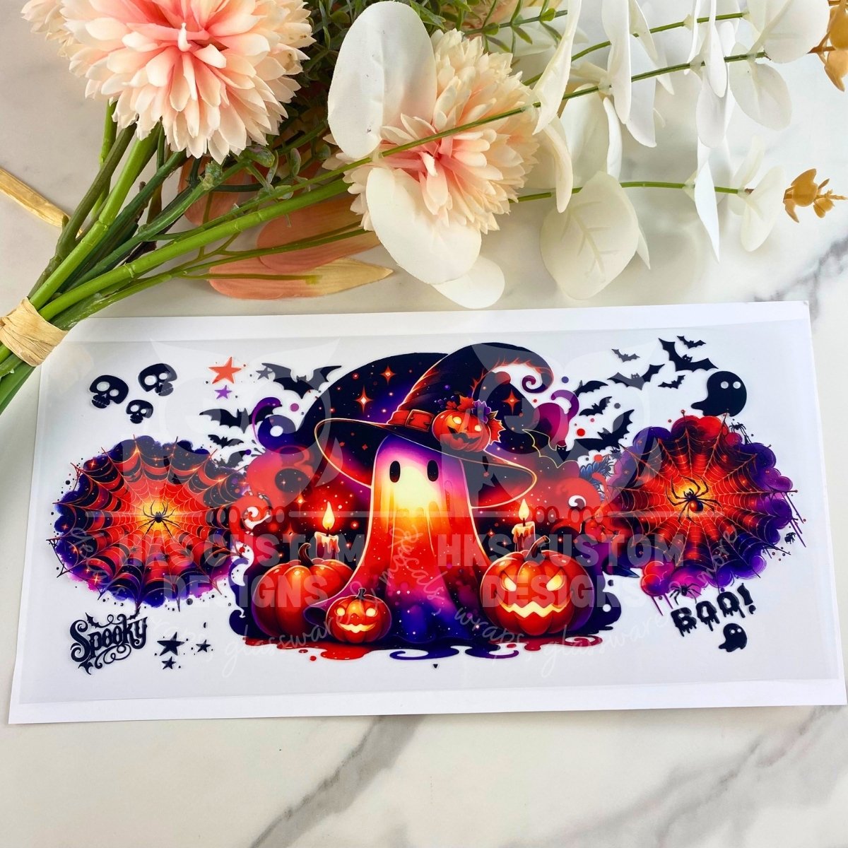 Halloween Ghost Scene | 16 oz UV DTF Wrap
