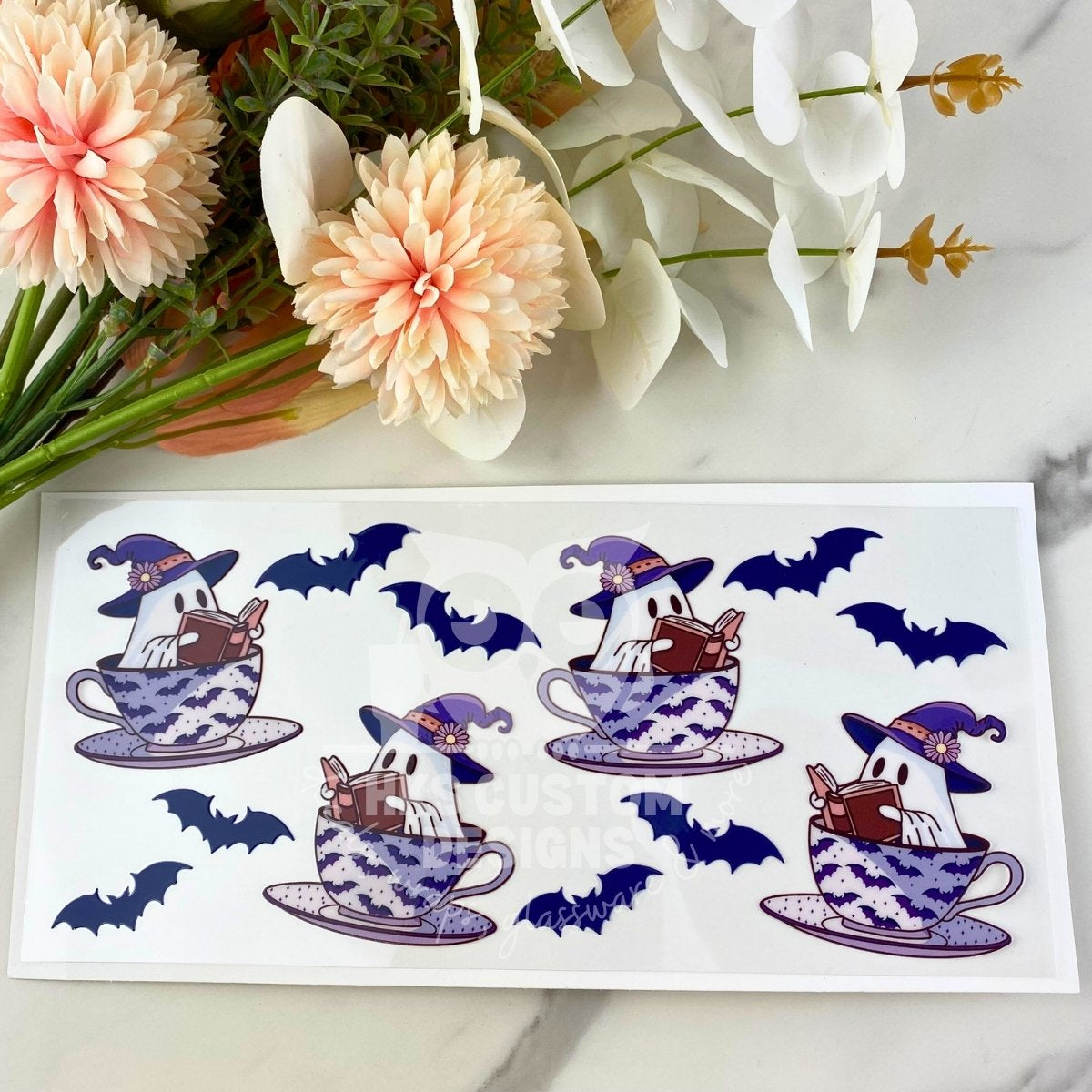 Teacup Reading Ghosts | 16 oz UV DTF Wrap