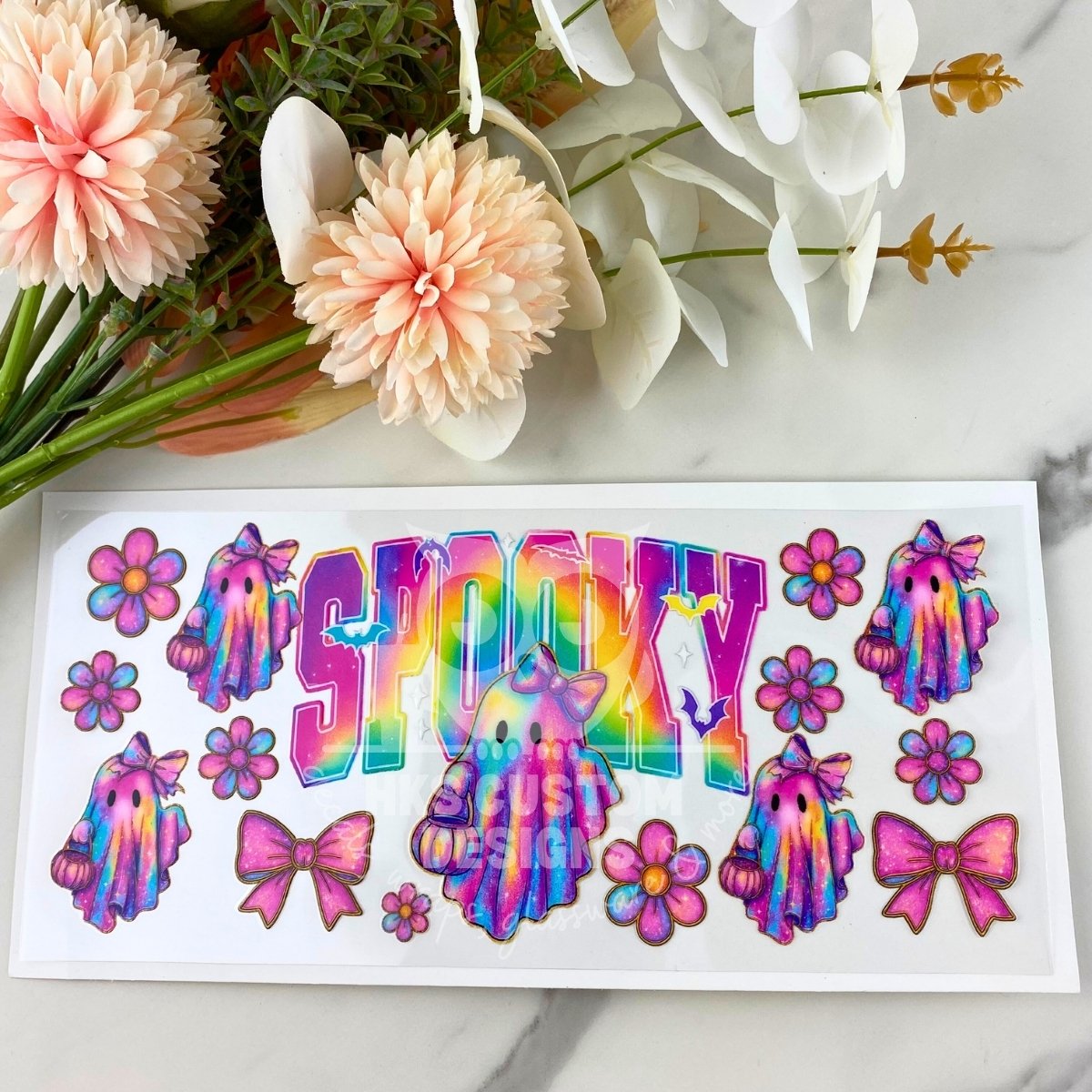 Colorful Spooky Ghost | 16 oz UV DTF Wrap