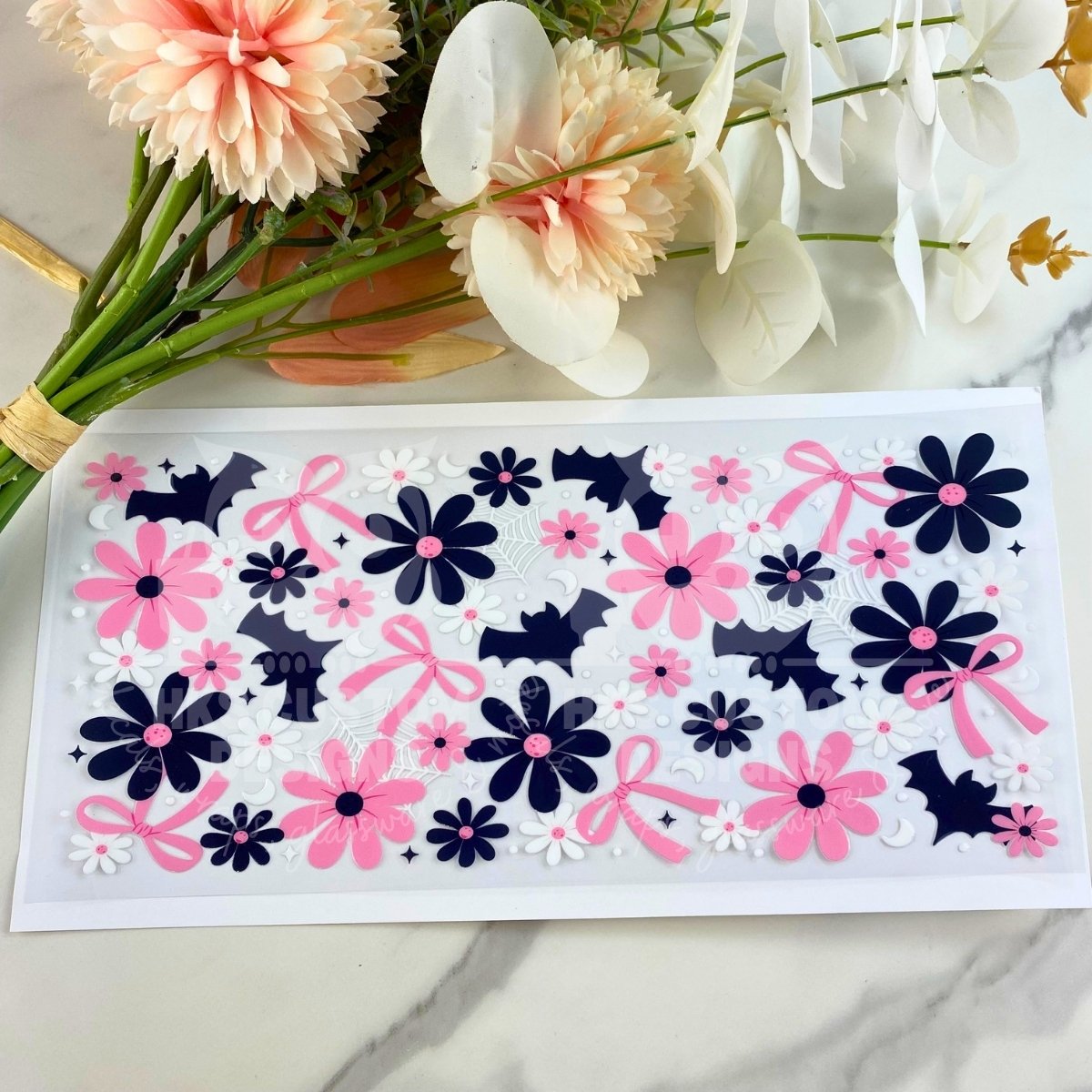 Floral Bats | 16 oz UV DTF Wrap