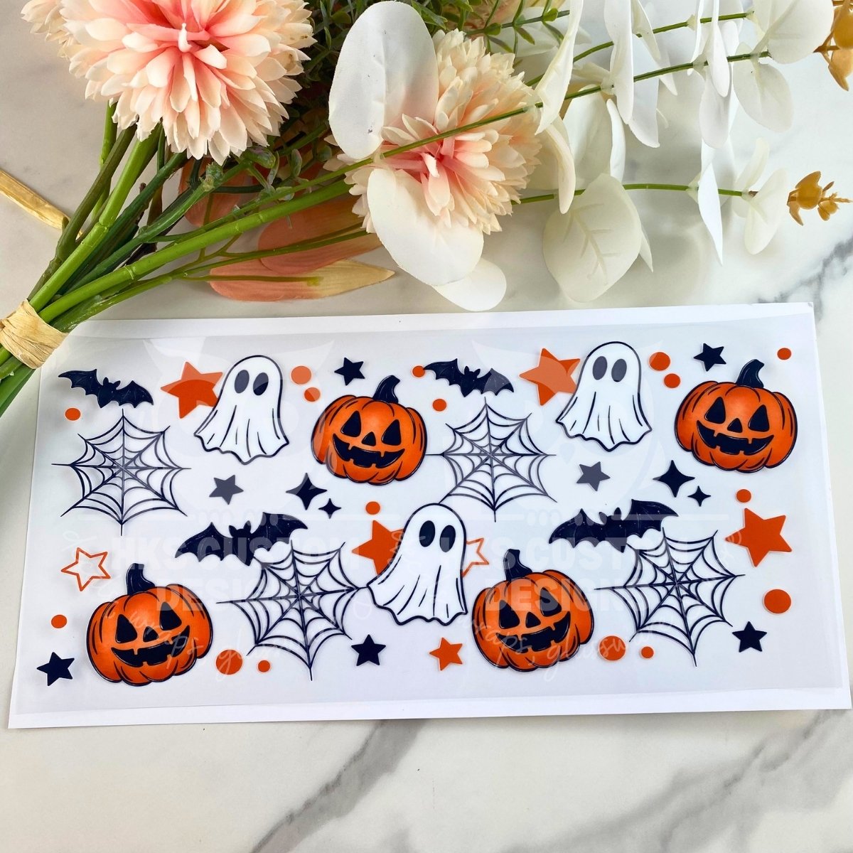 Pumpkin Web Ghosts | 16 oz UV DTF Wrap