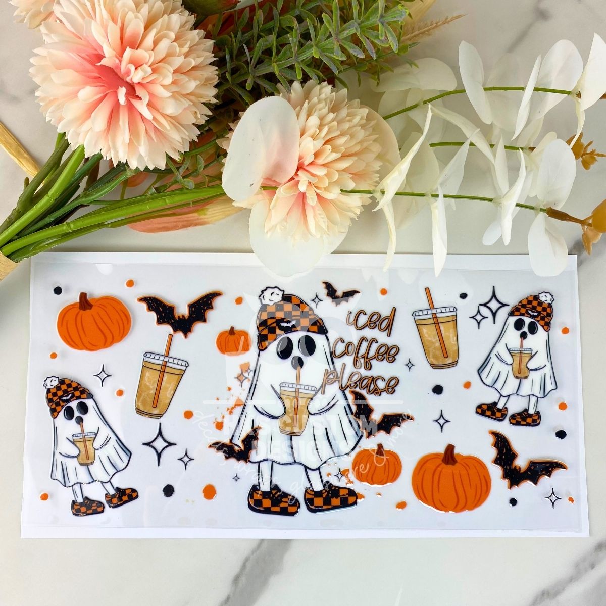 Iced Coffee Please Ghost | 16 oz UV DTF Wrap