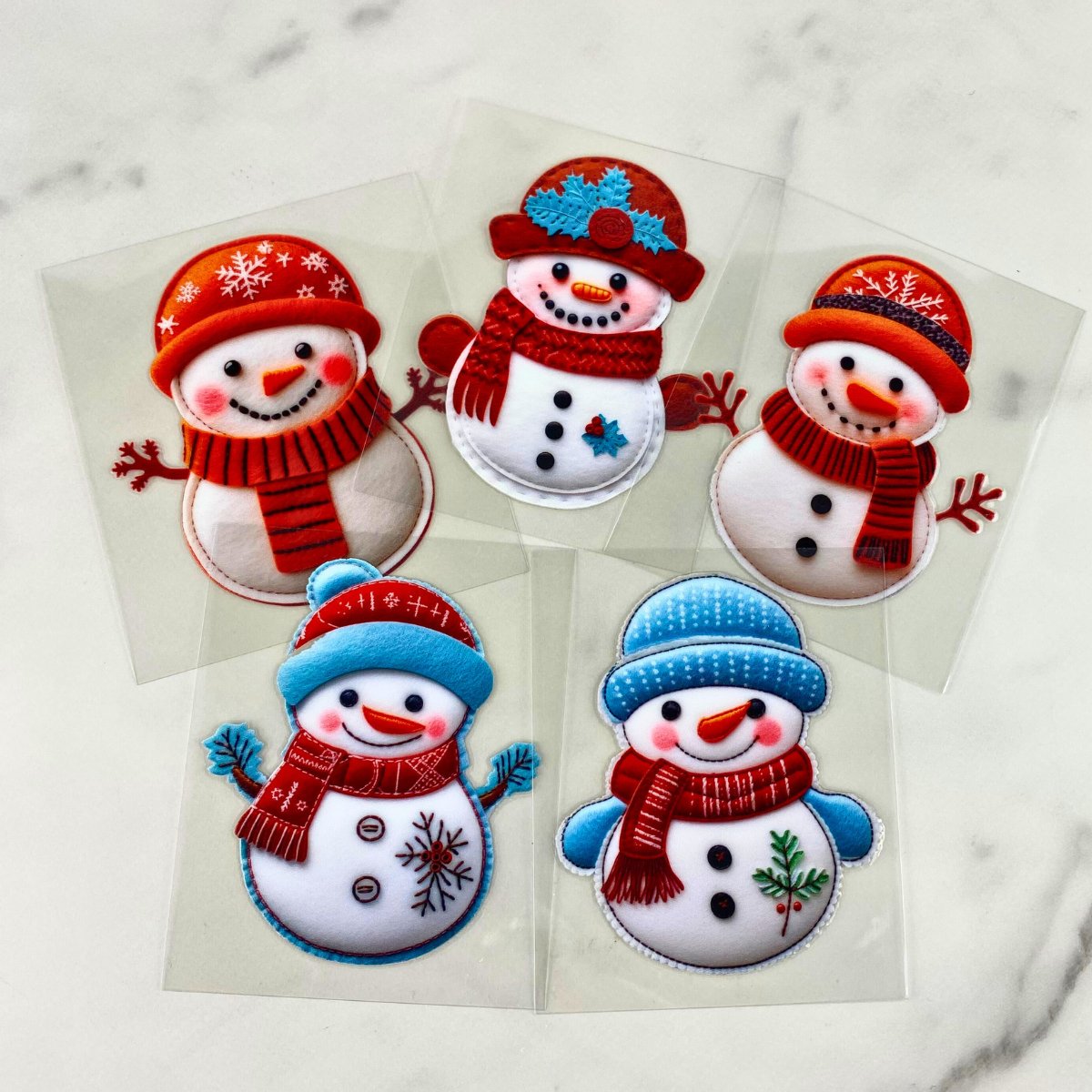 Felt Snowman Bundle | 3" UV DTF Ornament Decal