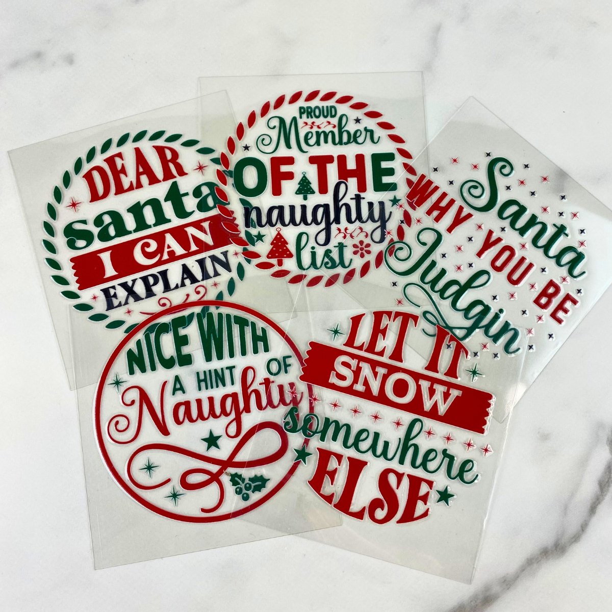 Sarcastic Christmas Sayings Bundle | 3" UV DTF Ornament Decal