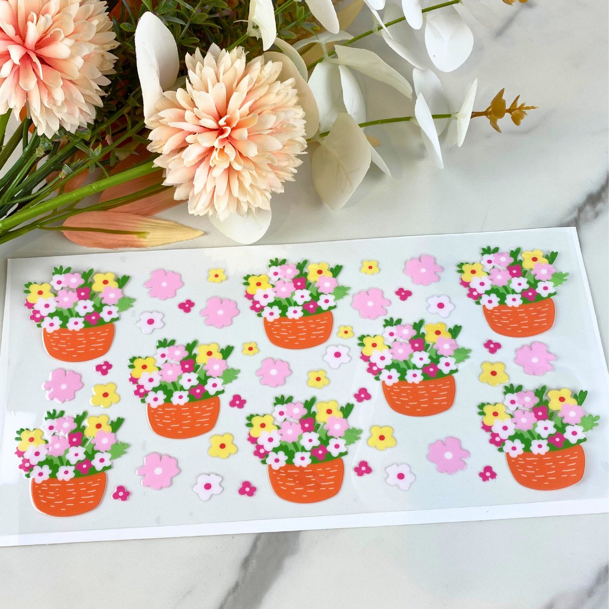 Spring Floral Planters | 16 oz UV DTF Wrap