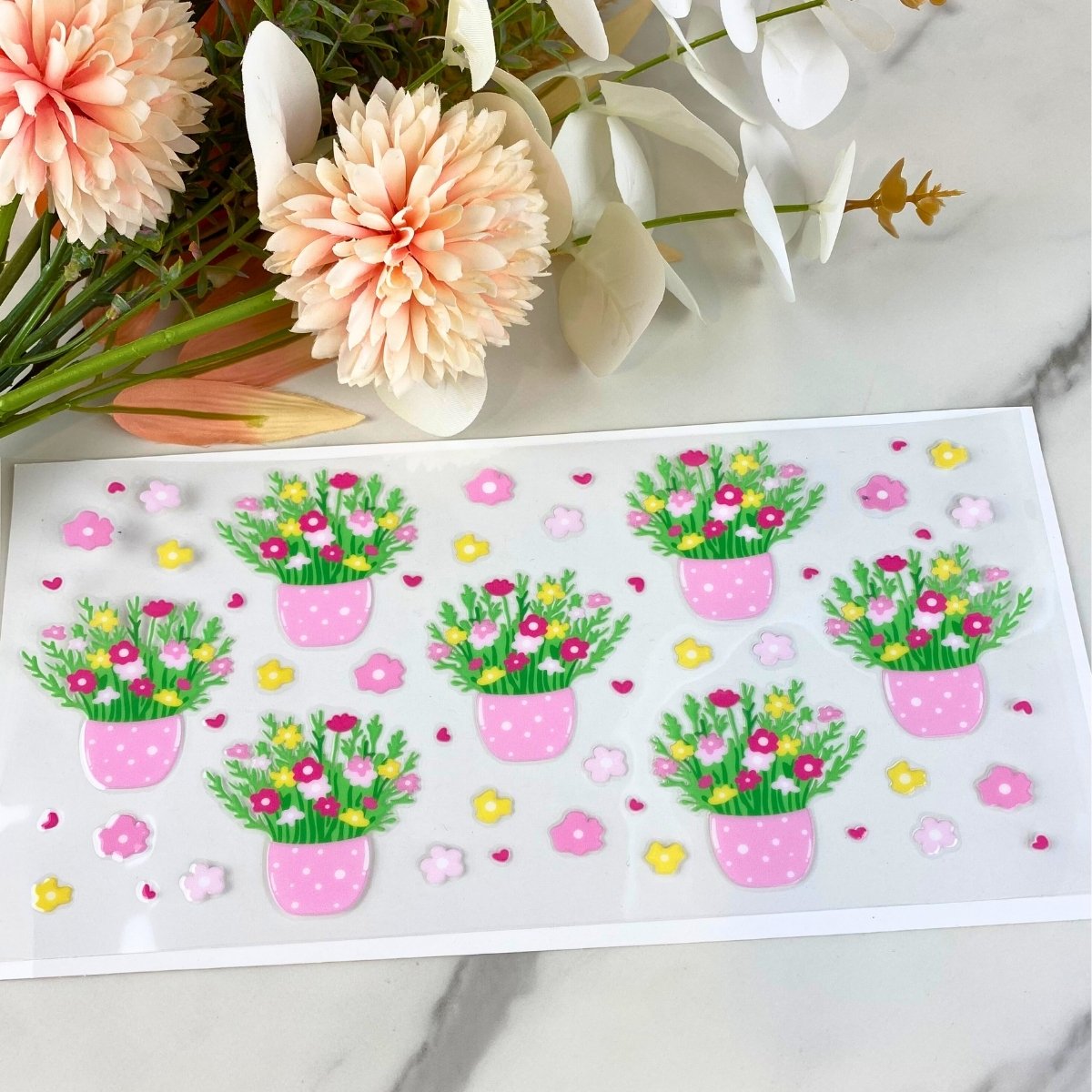 Spring Floral Planters2 | 16 oz UV DTF Wrap
