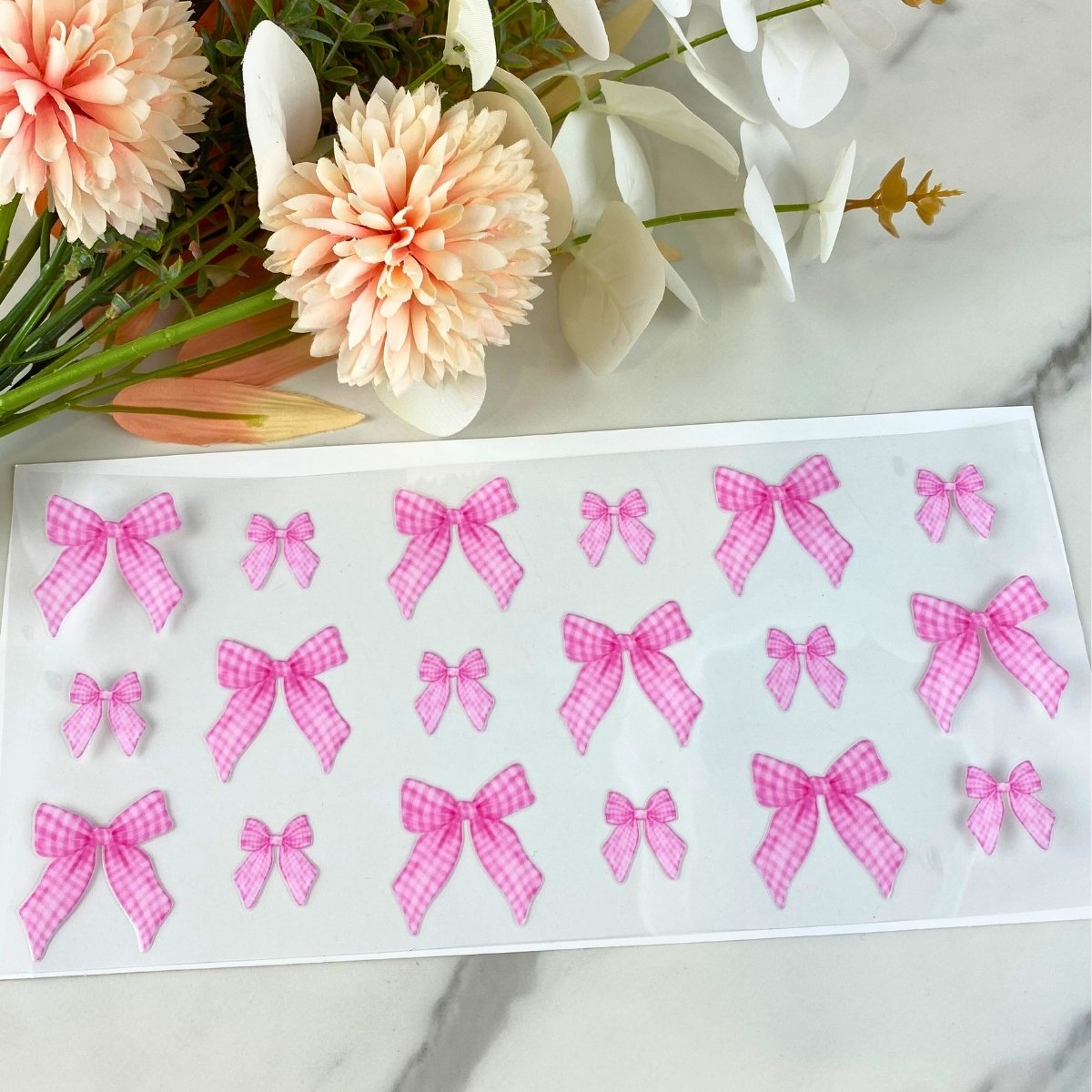 Pink Plaid Bows | 16 oz UV DTF Wrap