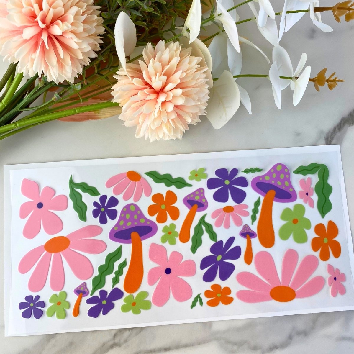Floral Mushroom | 16 oz UV DTF Wrap