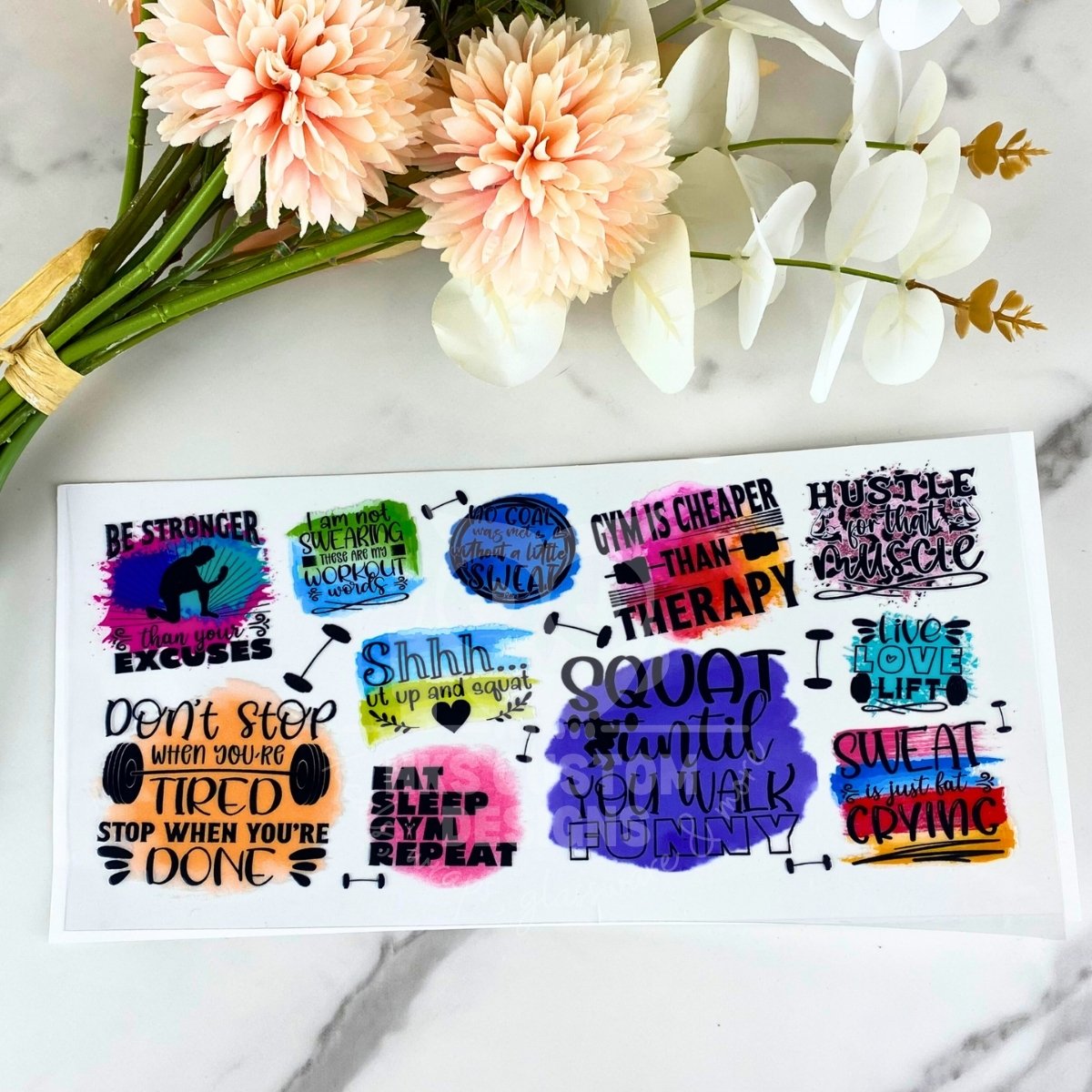 Workout Quotes | 16 oz UV DTF Wrap