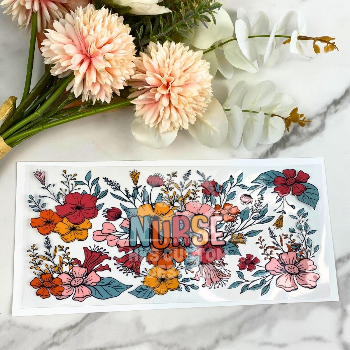 Floral Nurse | 16 oz UV DTF Wrap