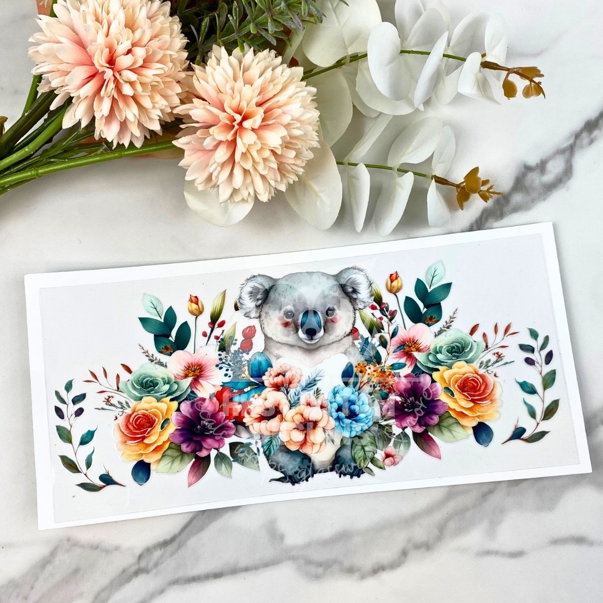 Floral Koala | 16 oz UV DTF Wrap