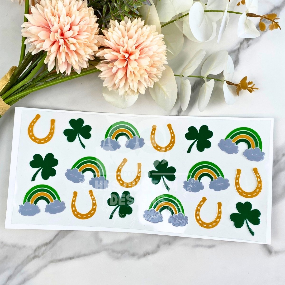 Horseshoes Clovers Rainbows | 16 oz UV DTF Wrap