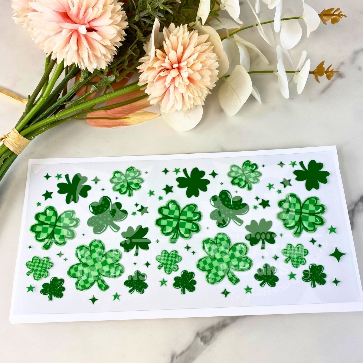 Checkered Shamrock | 16 oz UV DTF Wrap