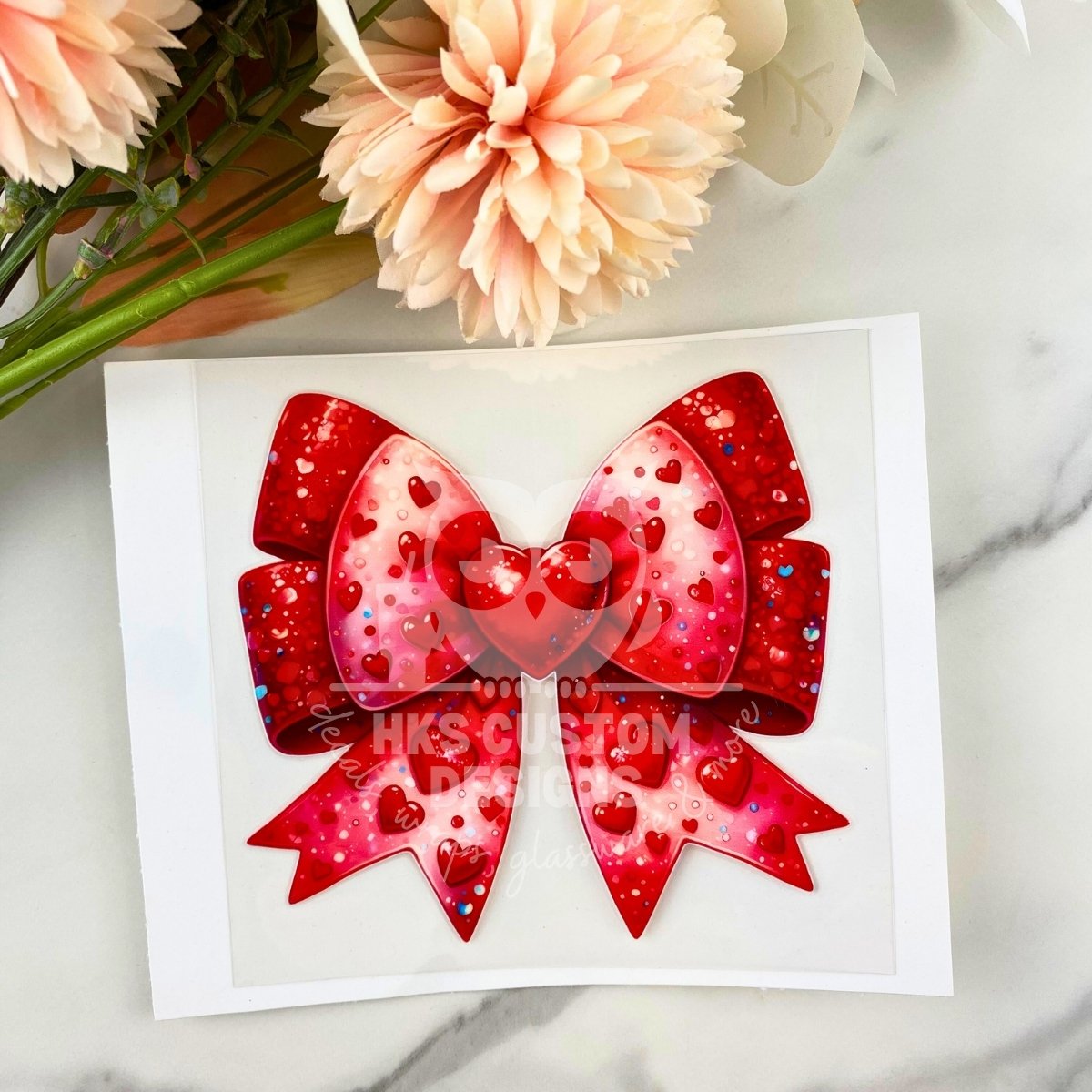 Red Hearts Bow | 4" UV DTF Decal