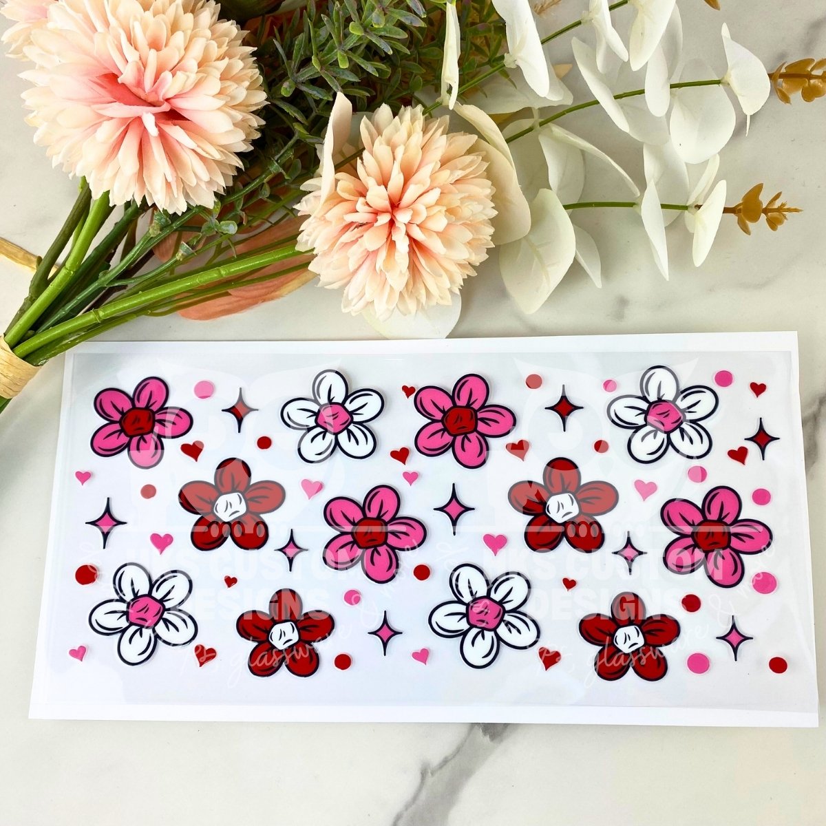 Pink & Red Flowers1 | 16 oz UV DTF Wrap
