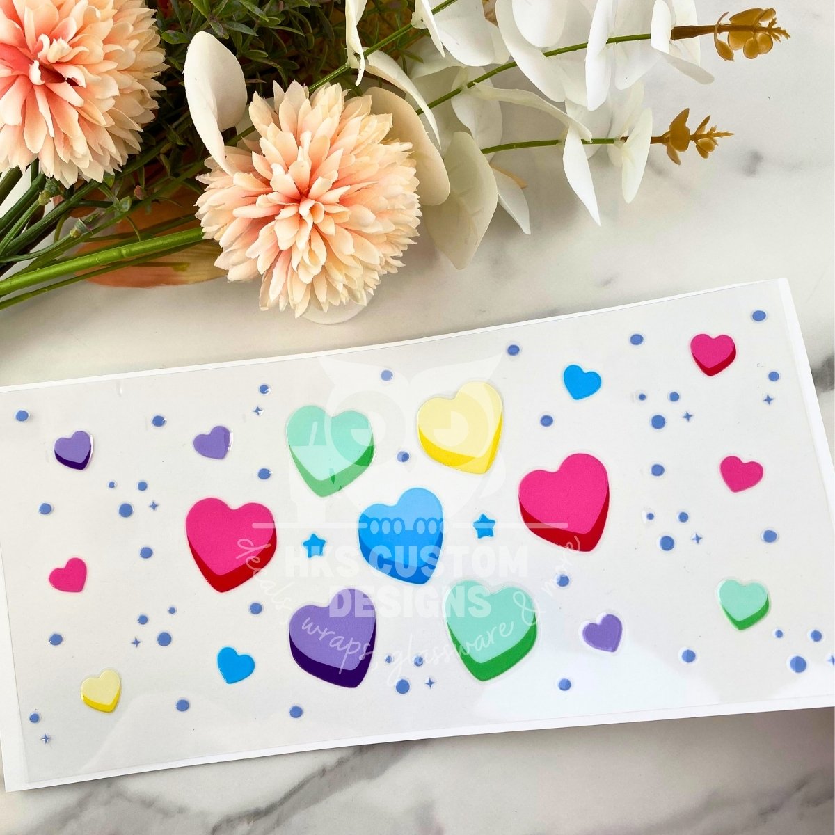 Colorful Hearts3 | 16 oz UV DTF Wrap