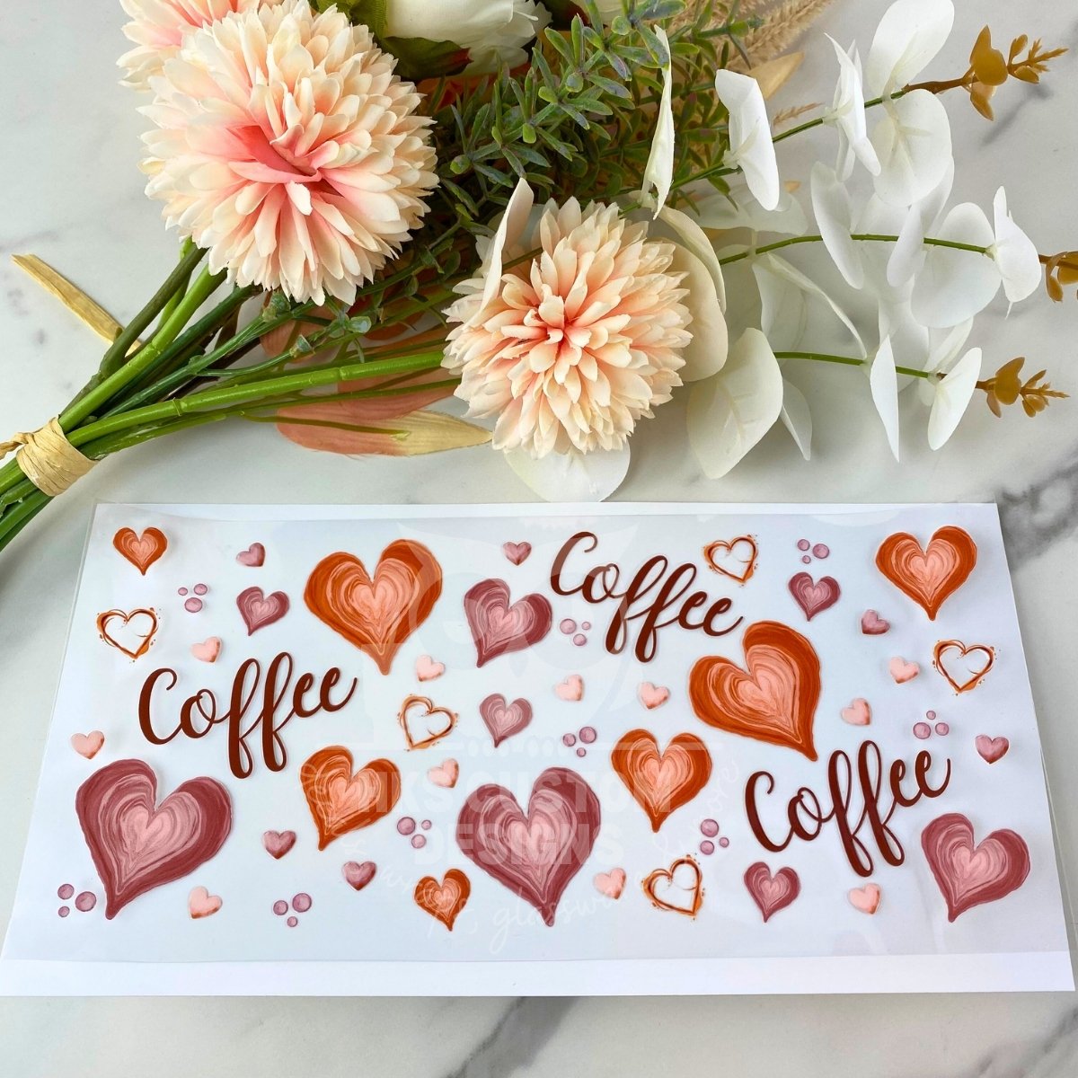 Coffee Hearts | 16 oz UV DTF Wrap