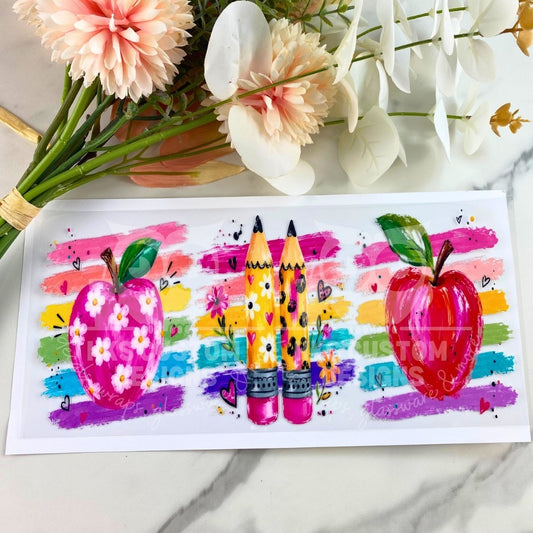Teacher Watercolor Brushstrokes | 16 oz UV DTF Wrap