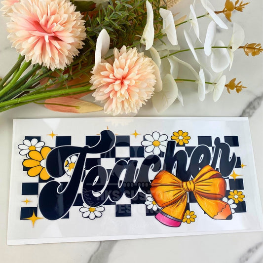 Teacher Checkered | 16 oz UV DTF Wrap