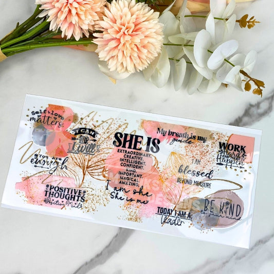 She Is | 16 oz UV DTF Wrap