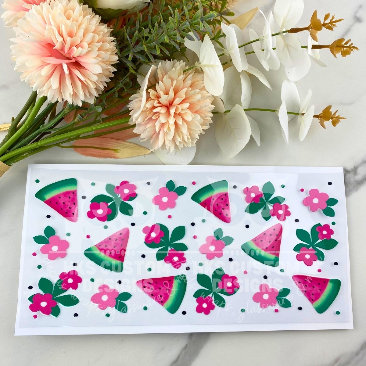 Watermelon Floral | 16 oz UV DTF Wrap