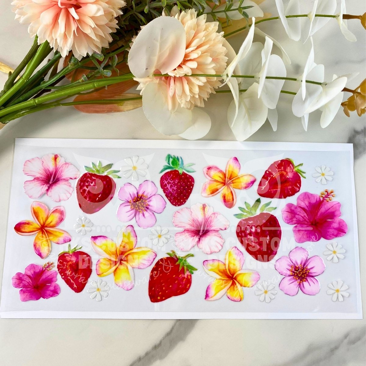 Strawberry Floral | 16 oz UV DTF Wrap