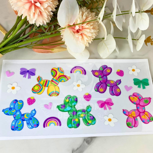 Summer Balloon Dogs | 16 oz UV DTF Wrap