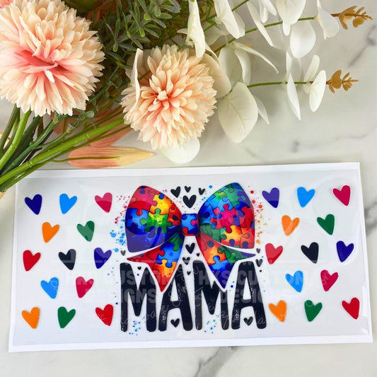 Autism Mama Bow | 16 oz UV DTF Wrap
