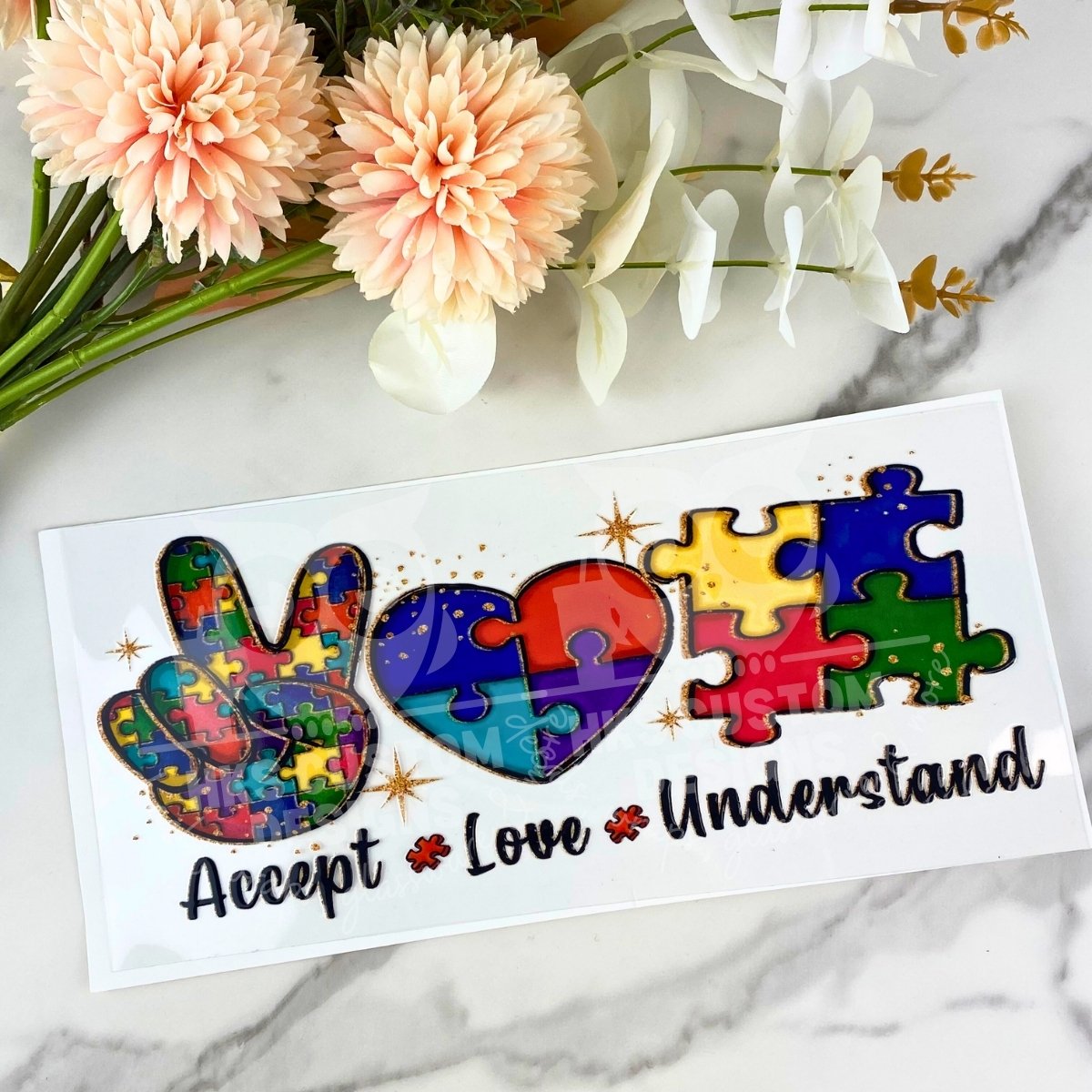 Peace Love Autism Awareness | 16 Oz UV DTF Wrap